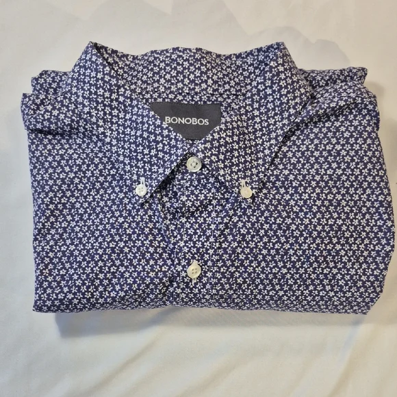 Bonobos Blue and White Casual Button Down Shirt - Picture 12 of 14